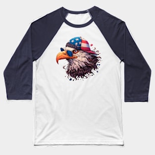 USA Bald Eagle Illustration Baseball T-Shirt
